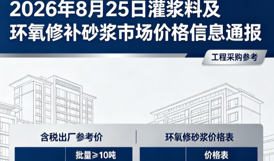 九湖镇2026年8月25日灌浆料及环氧修补砂浆市场价格信息通报